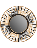 Miroir soleil rond en bambou naturel et noir 81 cm Soullans