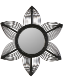 Miroir mural fleur en bambou noir 55 cm Gerbera