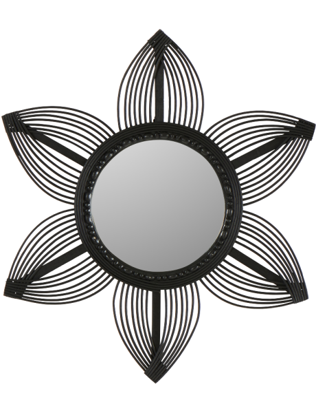 Miroir mural fleur en bambou noir 55 cm Gerbera  - 1