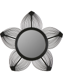 Miroir mural fleur en bambou noir 76,5x73 cm Gerbera