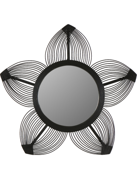 Miroir mural fleur en bambou noir 76,5x73 cm Gerbera  - 1