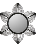 Miroir mural fleur en bambou noir 90x78 cm Gerbera