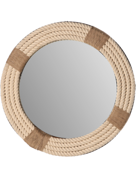 Miroir bord de mer rond en jute naturel 76 cm Benato  - 1