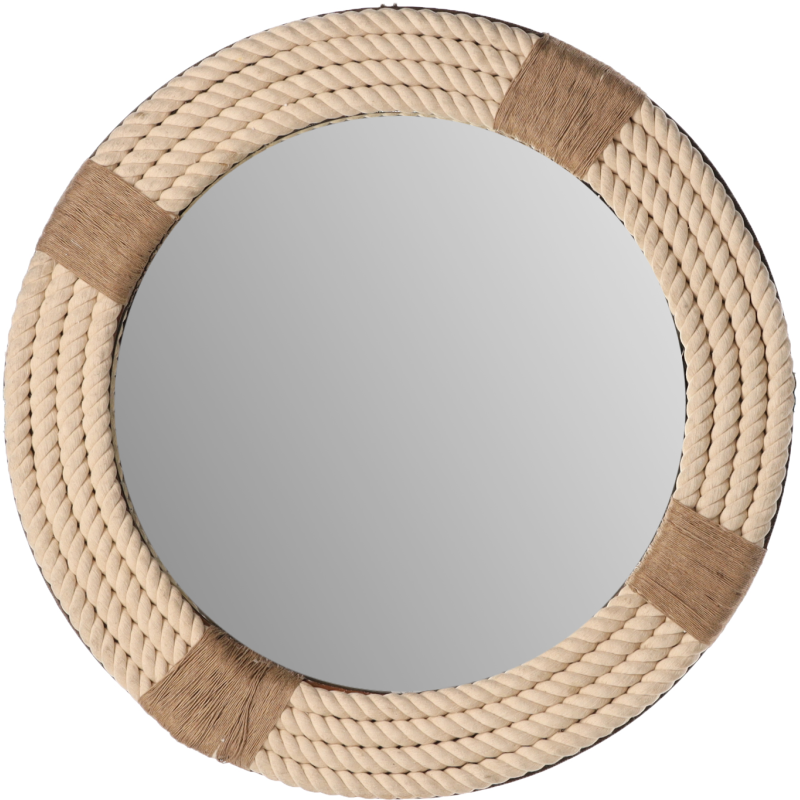 Miroir bord de mer rond en jute naturel 76 cm Benato  - 1
