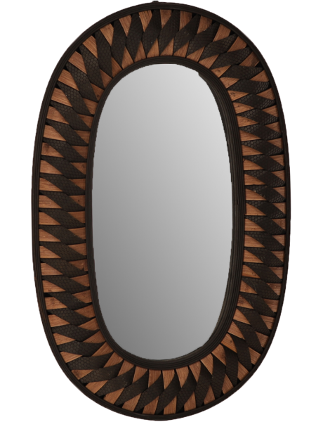Miroir ovale bambou brun 80x50,5 cm Favril  - 1