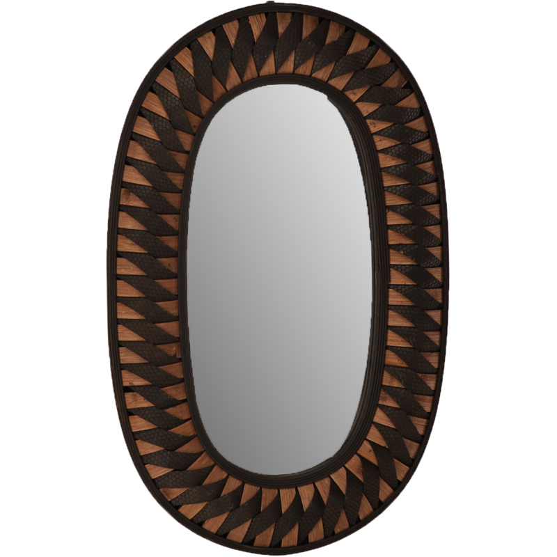 Miroir ovale bambou brun 80x50,5 cm Favril  - 1