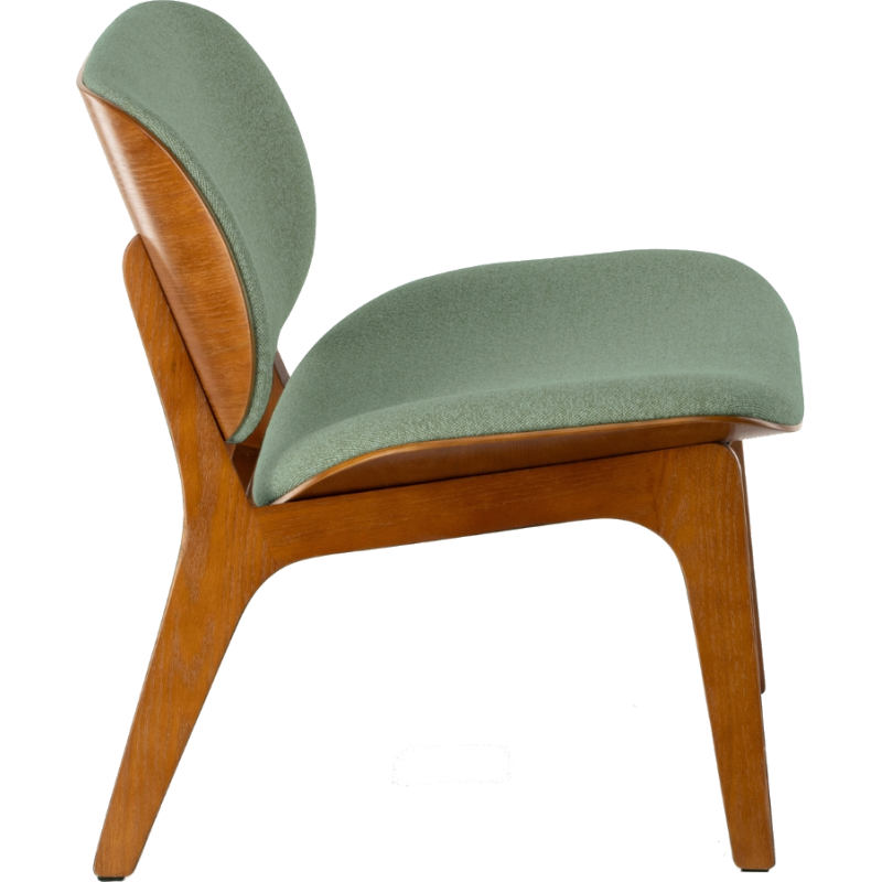Fauteuil lounge tissu vert sauge et chêne 64x61,5x68 cm Kuji  - 3