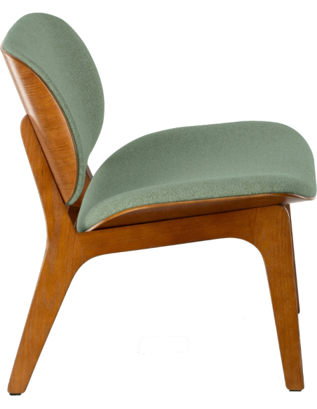Fauteuil lounge tissu vert sauge et chêne 64x61,5x68 cm Kuji  - 3