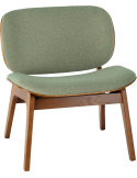 Fauteuil lounge tissu vert sauge et chêne 64x61,5x68 cm Kuji