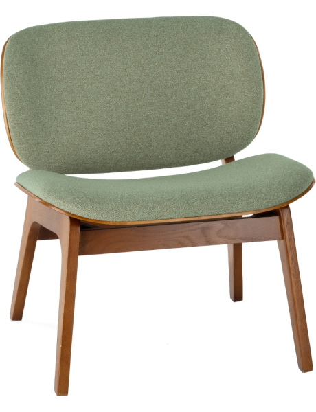 Fauteuil lounge tissu vert sauge et chêne 64x61,5x68 cm Kuji  - 1