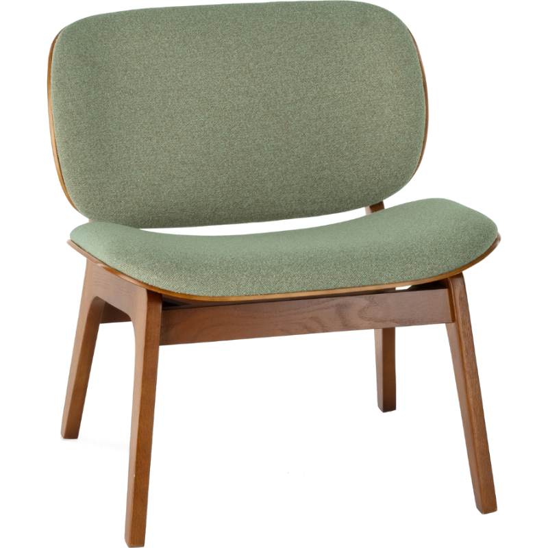 Fauteuil lounge tissu vert sauge et chêne 64x61,5x68 cm Kuji  - 1