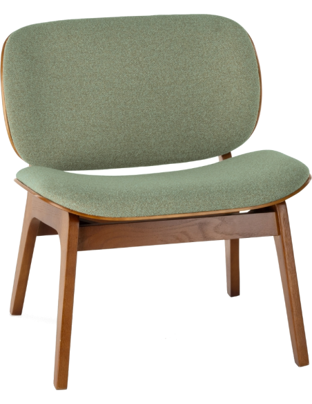 Fauteuil lounge tissu vert sauge et chêne 64x61,5x68 cm Kuji  - 1