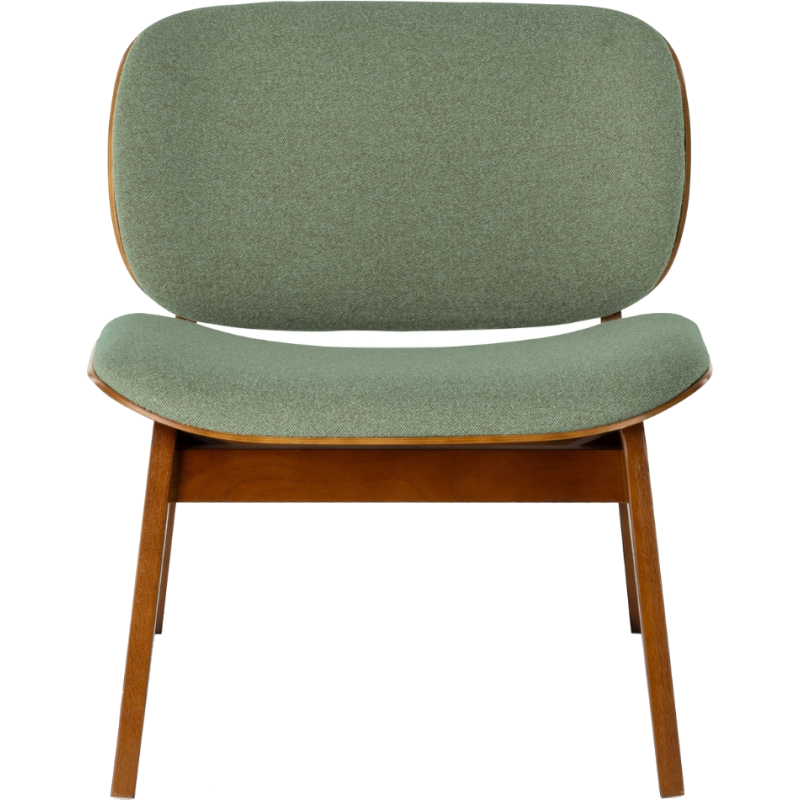 Fauteuil lounge tissu vert sauge et chêne 64x61,5x68 cm Kuji  - 2