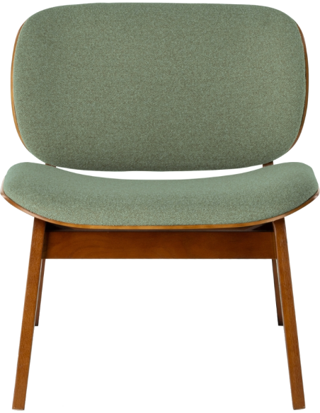Fauteuil lounge tissu vert sauge et chêne 64x61,5x68 cm Kuji  - 2