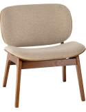 Fauteuil lounge tissu beige et chêne 64x61,5x68 cm Kuji