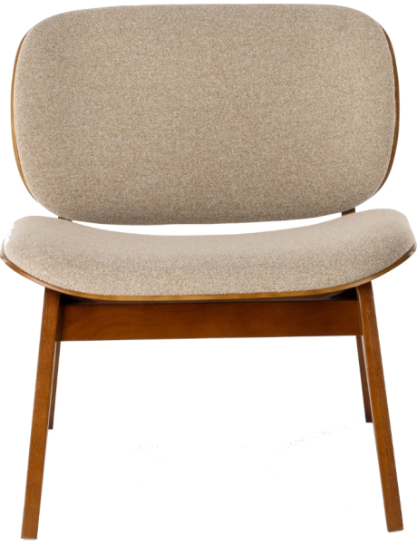Fauteuil lounge tissu beige et chêne 64x61,5x68 cm Kuji  - 2