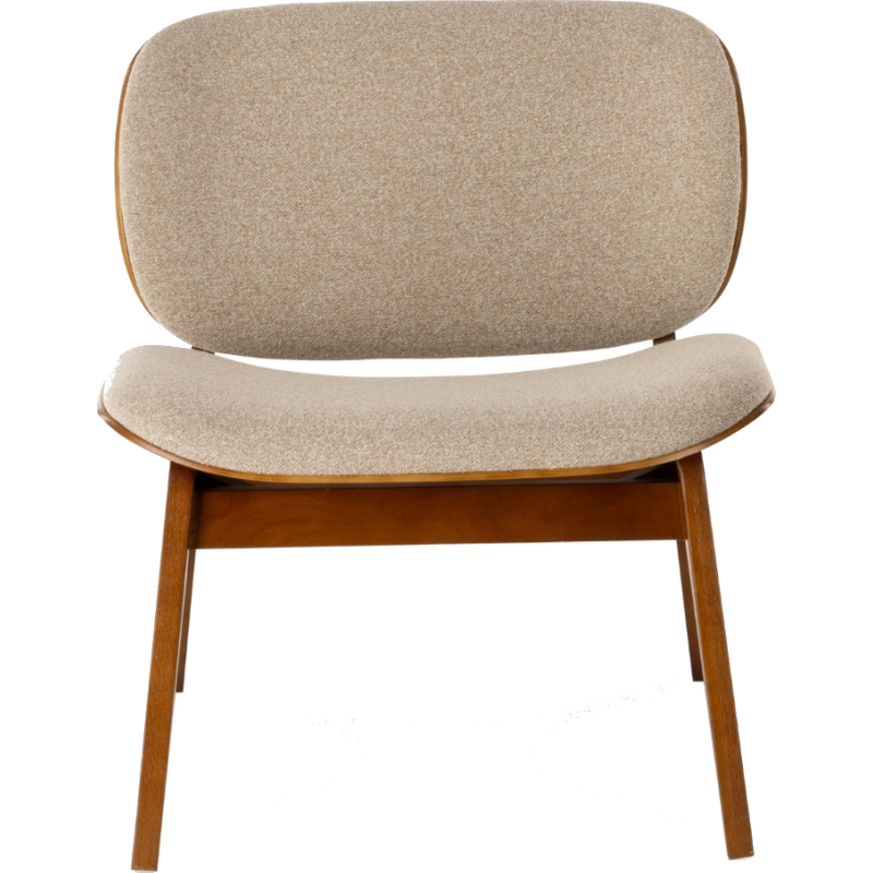 Fauteuil lounge tissu beige et chêne 64x61,5x68 cm Kuji  - 2