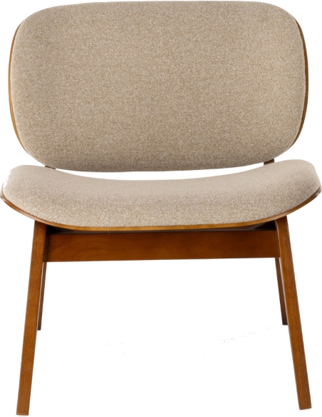 Fauteuil lounge tissu beige et chêne 64x61,5x68 cm Kuji  - 2