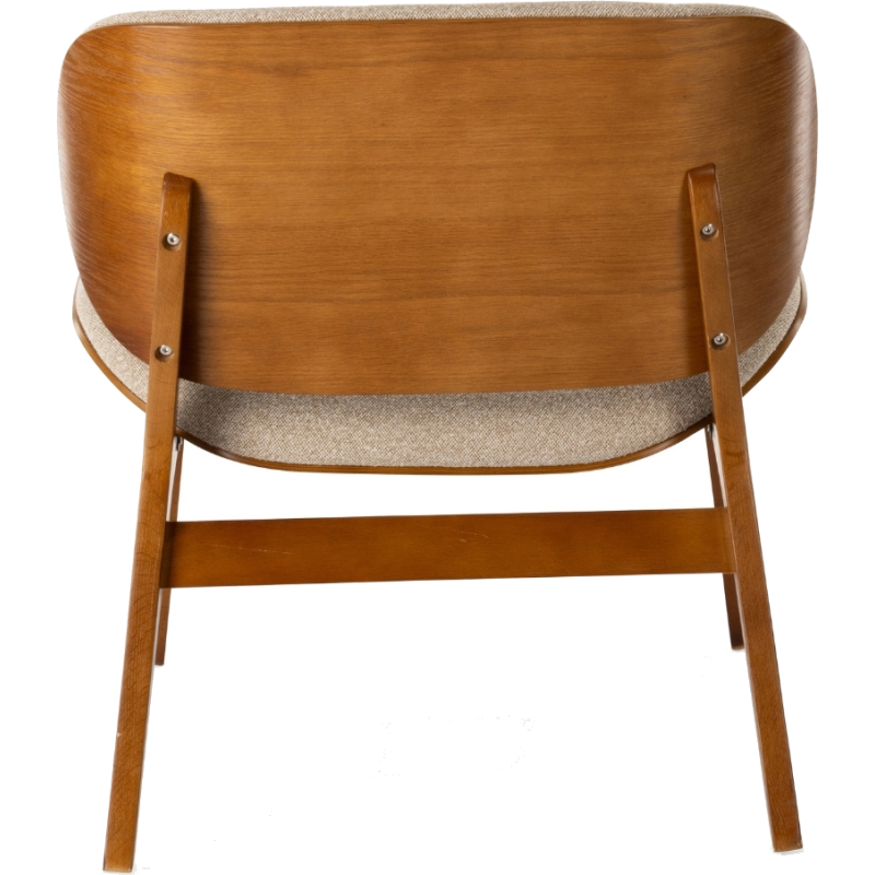 Fauteuil lounge tissu beige et chêne 64x61,5x68 cm Kuji  - 4