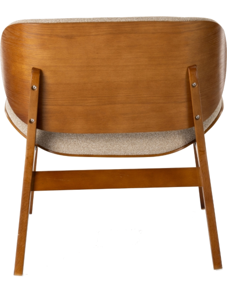 Fauteuil lounge tissu beige et chêne 64x61,5x68 cm Kuji  - 4