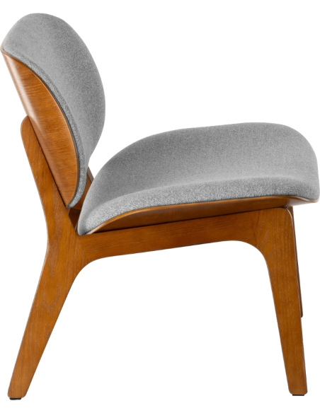 Fauteuil lounge gris clair et chêne 68 cm Kuji  - 3