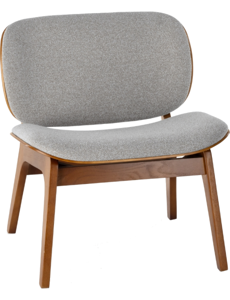 Fauteuil lounge gris clair et chêne 68 cm Kuji  - 1
