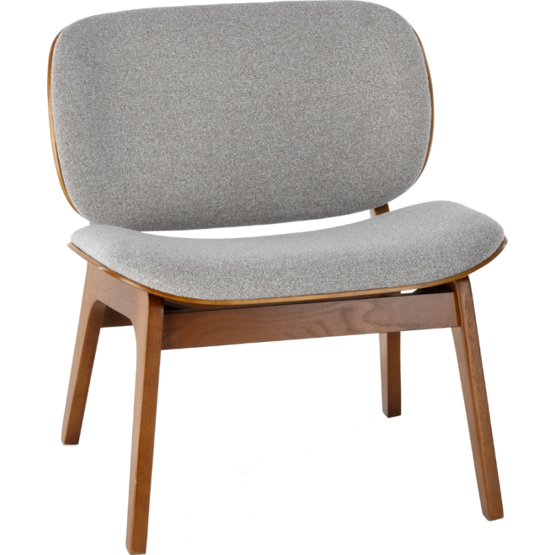 Fauteuil lounge gris clair et chêne 68 cm Kuji  - 1