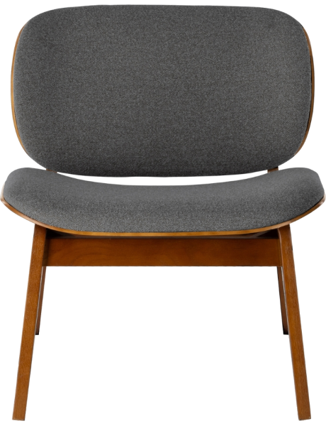 Fauteuil lounge anthracite tissu et bois Kuji  - 2