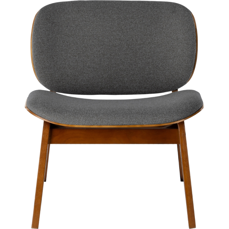 Fauteuil lounge anthracite tissu et bois Kuji  - 2