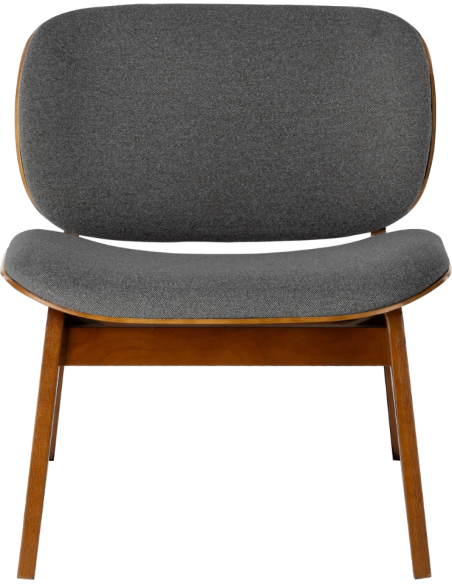 Fauteuil lounge anthracite tissu et bois Kuji  - 2