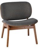 Fauteuil lounge anthracite tissu et bois Kuji