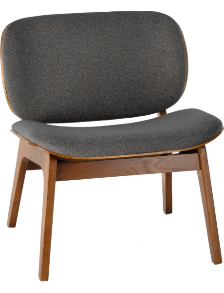 Fauteuil lounge anthracite tissu et bois Kuji  - 1