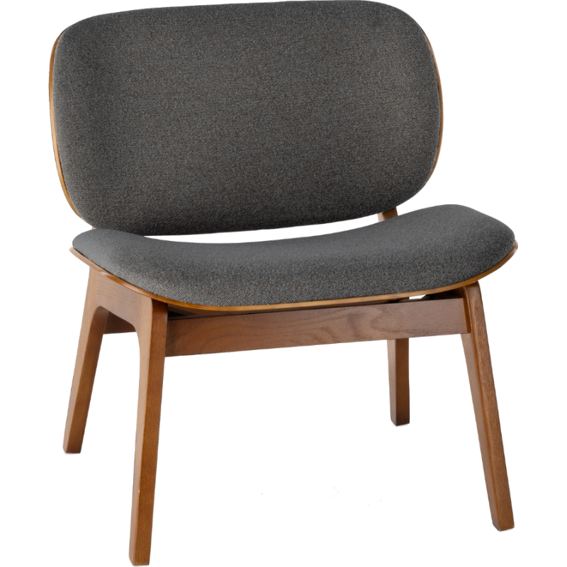Fauteuil lounge anthracite tissu et bois Kuji  - 1