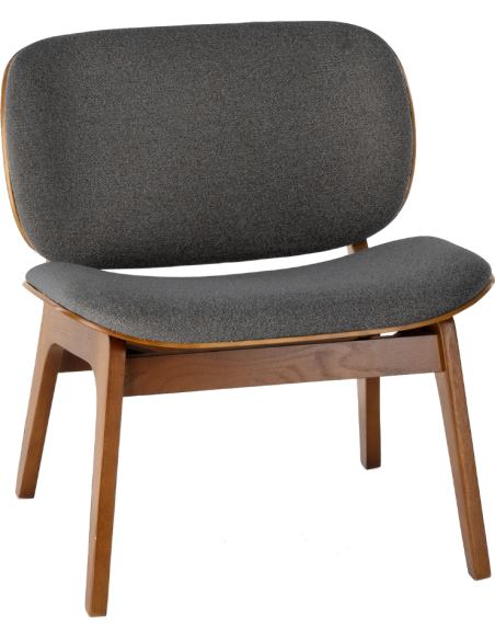 Fauteuil lounge anthracite tissu et bois Kuji  - 1
