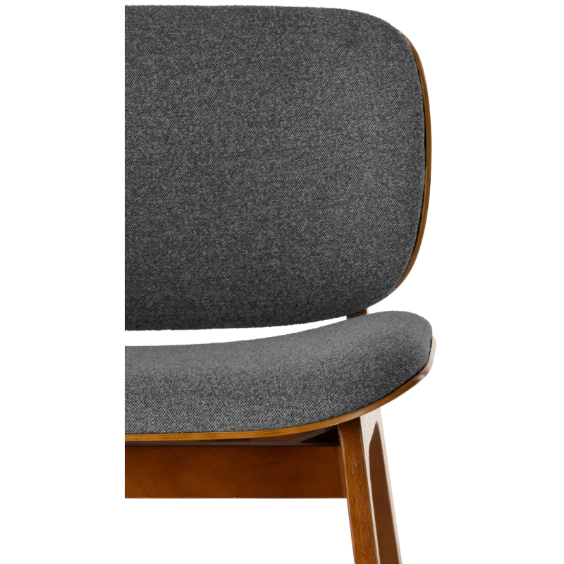 Fauteuil lounge anthracite tissu et bois Kuji  - 4