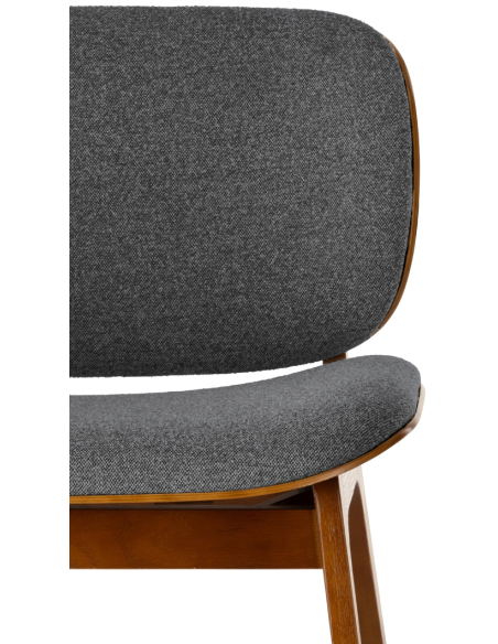 Fauteuil lounge anthracite tissu et bois Kuji  - 4