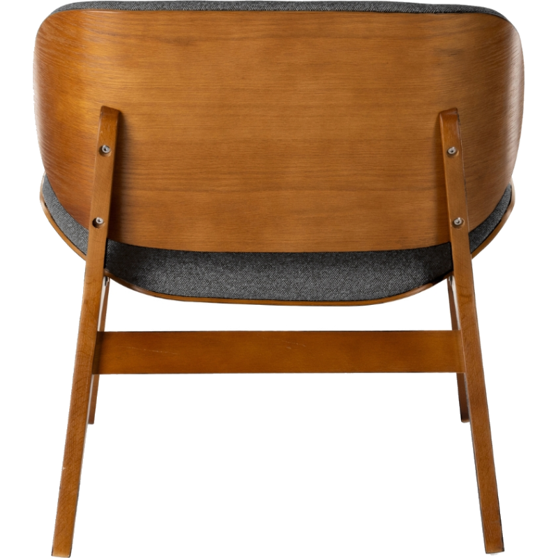 Fauteuil lounge anthracite tissu et bois Kuji  - 5