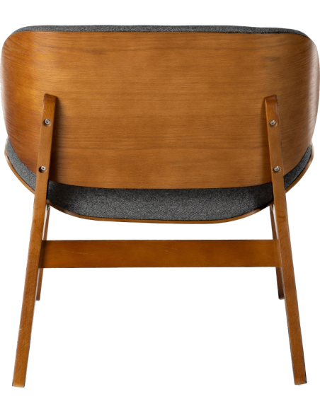 Fauteuil lounge anthracite tissu et bois Kuji  - 5