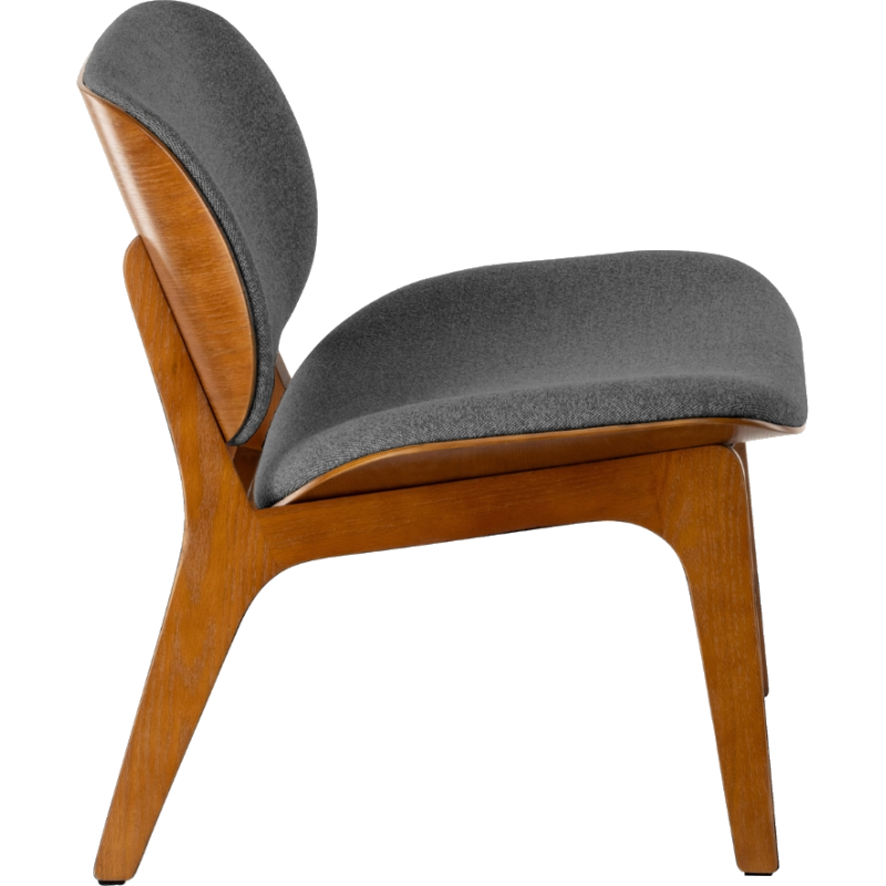 Fauteuil lounge anthracite tissu et bois Kuji  - 3