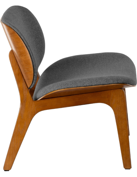 Fauteuil lounge anthracite tissu et bois Kuji  - 3