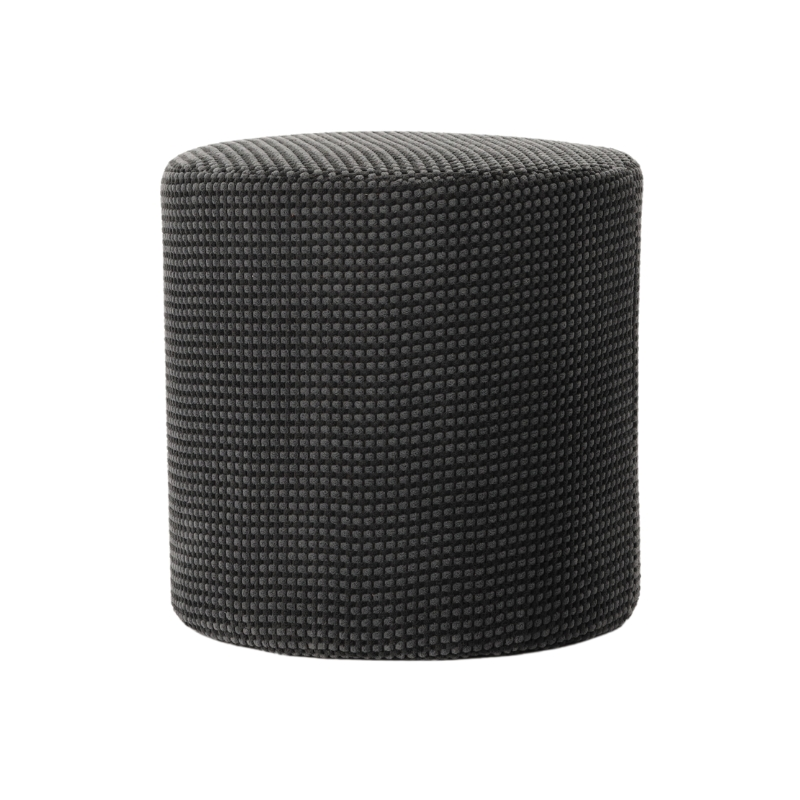Pouf rond gris anthracite 40 cm Livia  - 2