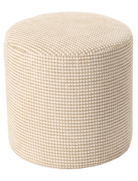 Pouf rond écru 40 cm Livia  - 1