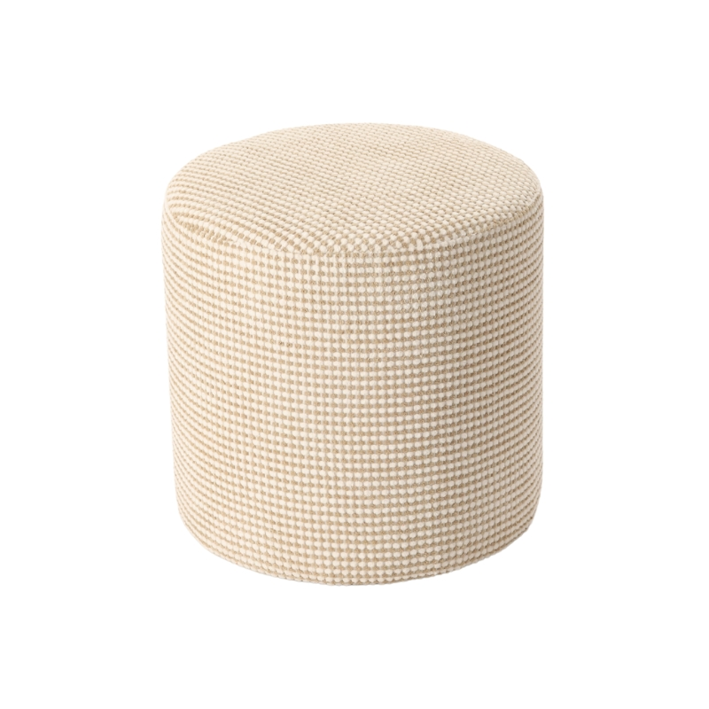 Pouf rond écru 40 cm Livia  - 1