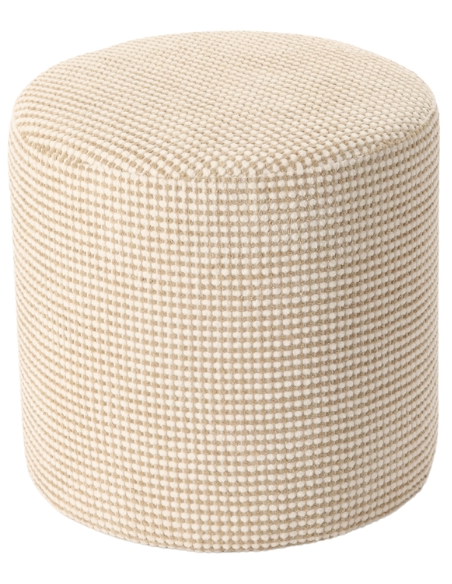 Pouf rond écru 40 cm Livia  - 1