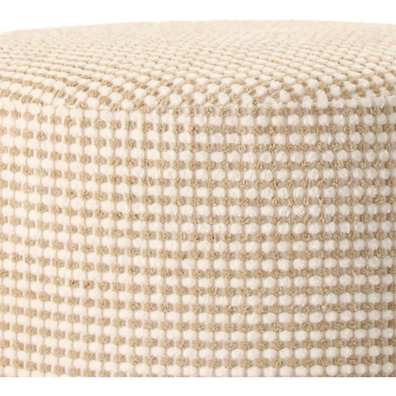 Pouf rond écru 40 cm Livia  - 3