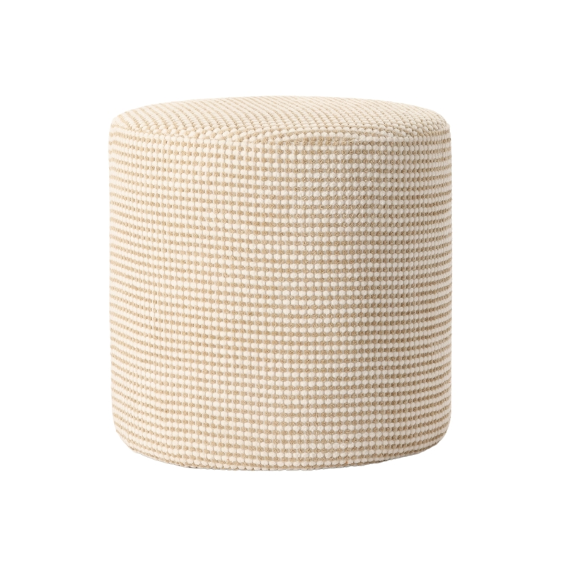 Pouf rond écru 40 cm Livia  - 2