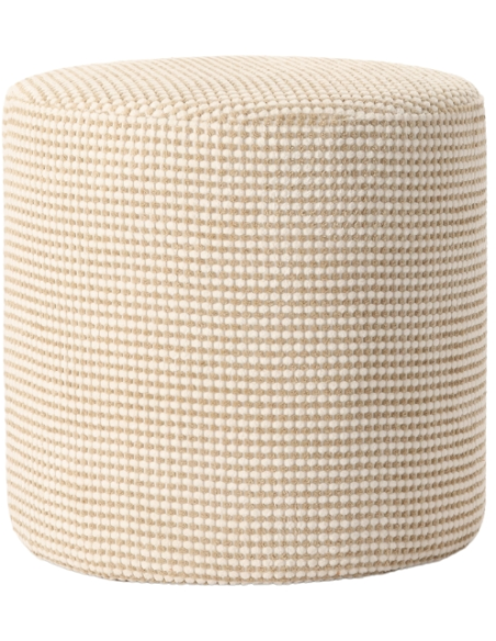 Pouf rond écru 40 cm Livia  - 2