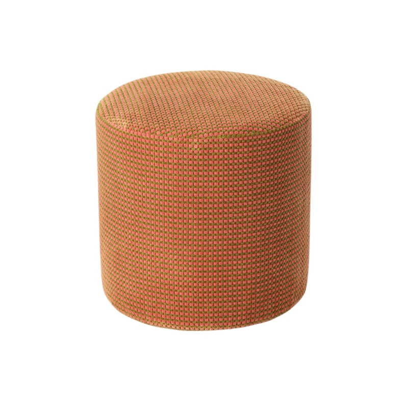 Pouf rond tissu terracotta nude 40 cm Livia  - 1
