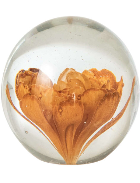 Presse-papier boule fleur bronze en verre 8 cm Novobor J-Line - 1