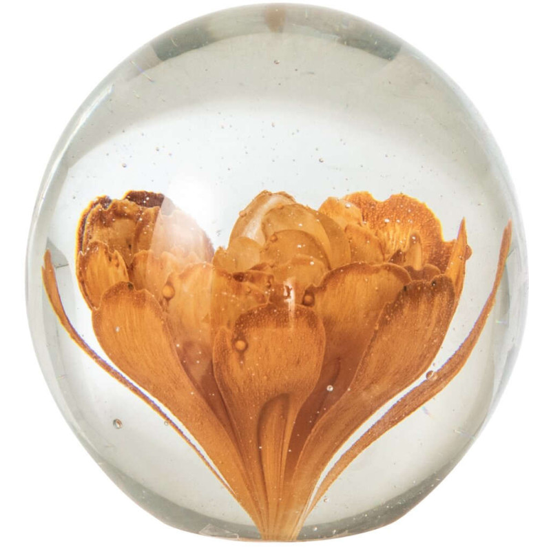 Presse-papier boule fleur bronze en verre 8 cm Novobor J-Line - 1